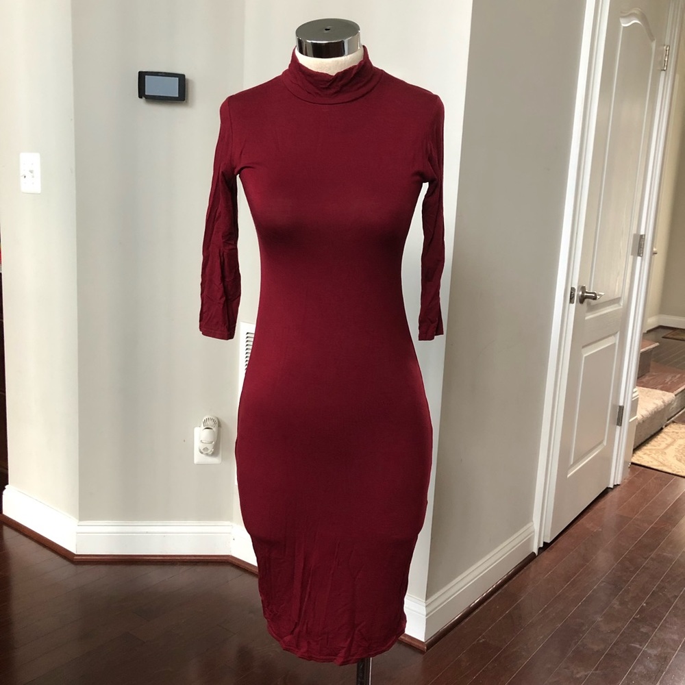 Beautiful Deept Rust Colored Mock Neck Dress - image 3